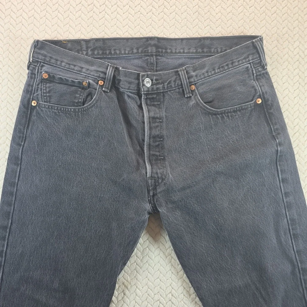 Vintage Levis 501 Original Fit Jeans Mens 38x29 Faded Black Straight Button Fly